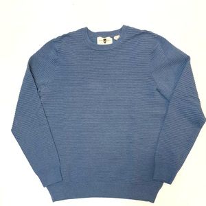 Black Brown EUC Blue Textured Ribbed Crew Neck Pullover Ribbed Sweatshirt Large